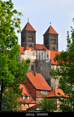 Église abbatiale St Servatius, cathédrale de Quedlinbourg, cathédrale hill, Quedlinburg, Saxe-Anhalt, Schleswig-Holstein, Allemagne / St Servatii Banque D'Images