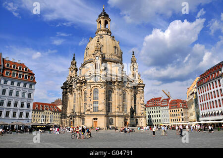 Dresde, la Frauenkirche, église Notre Dame, Neumarkt, Dresde, Saxe, Allemagne / Dresdner Frauenkirche Banque D'Images