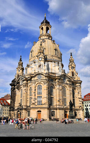 Dresde, la Frauenkirche, église Notre Dame, Neumarkt, Dresde, Saxe, Allemagne / Dresdner Frauenkirche Banque D'Images