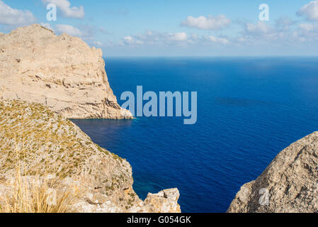 Au haut du cap de Formentor Pollensa aérienne sur la mer des Baléares Mallorca dans Bslands Banque D'Images