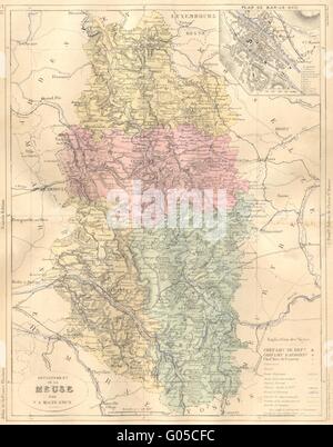 MEUSE : Departement de plan ; Bar-le-Duc, 1882 carte antique Banque D'Images