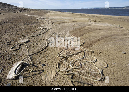 Filet de pêche sur la banque du fleuve Lena Banque D'Images