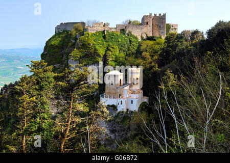 Erice, château, Trapani, Sicile, Italie Banque D'Images