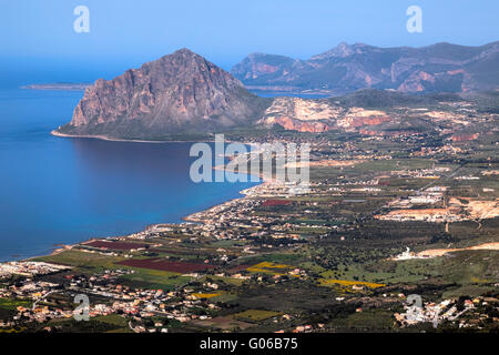 Mont Cofano, Tarpani, Erice, Sicile, Italie Banque D'Images