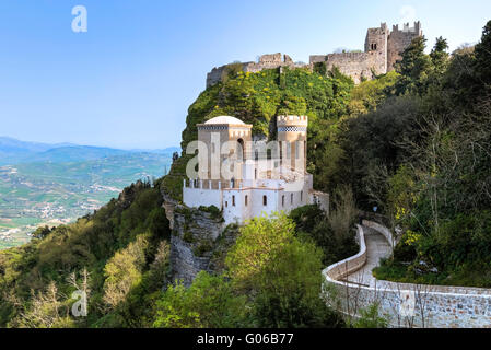 Erice, château, Trapani, Sicile, Italie Banque D'Images