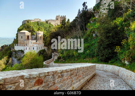 Erice, château, Trapani, Sicile, Italie Banque D'Images