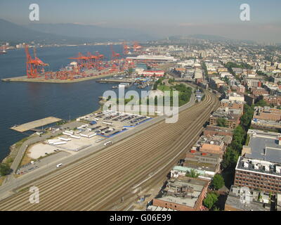 Parc industriel avec Harbour Banque D'Images