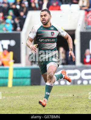 Welford Road, Leicester, UK. Apr 30, 2016. Aviva Premiership Leicester Tigers contre Worcester Warriors. Tigers Telusa Veainu en action. Credit : Action Plus Sport/Alamy Live News Banque D'Images