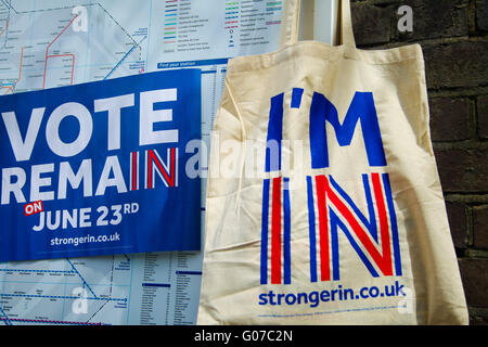 Dépliant de la campagne. Les militants de la Grande-Bretagne en Europe plus forte dans le nord de Londres, Harringay. Credit : Dinendra Haria/Alamy Live News Banque D'Images