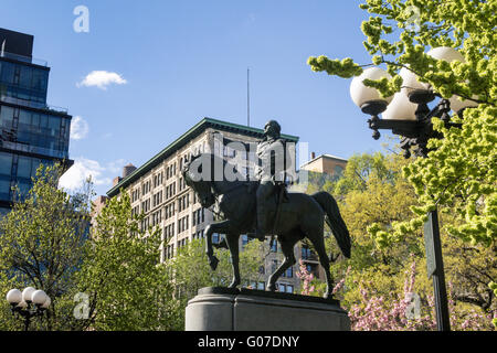 Statue de George Washington, Union Square Park, NYC Banque D'Images