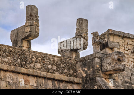 Détail Temple des Guerriers de Chichen Itza au Mexique Banque D'Images