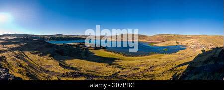 Pérou Sillustani panorama en fin d'après-midi soleil profond Banque D'Images