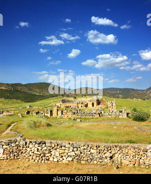 Amphithéâtre antique et les ruines à Pamukkale Turquie Banque D'Images