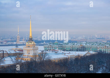 L'amirauté, la forteresse Pierre et Paul, l'Hermitage. Vue de la cathédrale Saint-Isaac, Saint-Pétersbourg, Russie Banque D'Images