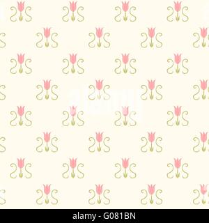 Lys rose modèle homogène dans le style art nouveau, vector Illustration de Vecteur