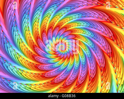 Belle fractale spirale psychédélique Rainbow Background Banque D'Images
