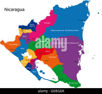 Carte du Nicaragua Banque D'Images