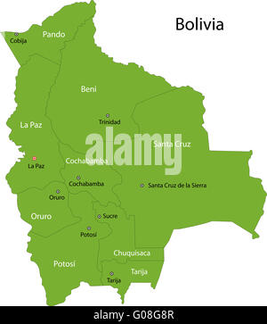 Carte de la Bolivie vert Banque D'Images