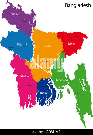 Carte du Bangladesh Banque D'Images