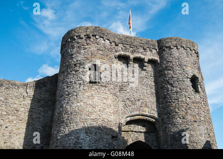 13 mètres carrés.gatehouse sur Nott Château Carmarthen Carmarthen,Ville,Carmarthenshire, Pays de Galles, Royaume-Uni Banque D'Images