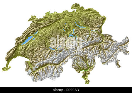 Suisse - carte en relief topologique Banque D'Images