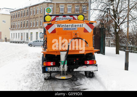 Utilisation de l'entretien hivernal de Leipzig. Banque D'Images