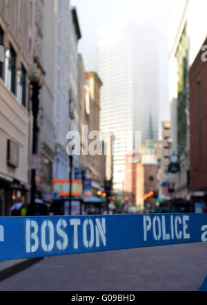 Une Barricade de la police sur les lieux d'un crime à Boston USA Banque D'Images