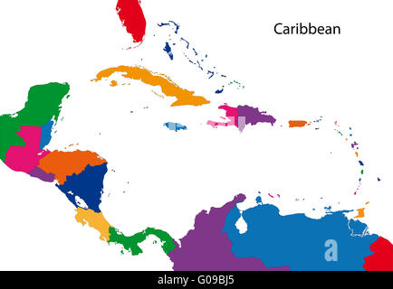 Carte des Caraibes colorés Banque D'Images