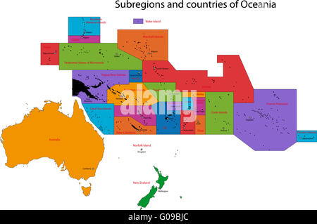 Carte Océanie colorés Banque D'Images