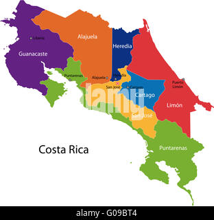 Carte de Costa Rica Banque D'Images