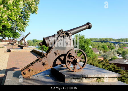 Vieux canons debout dans Central Park de Chernihiv Banque D'Images