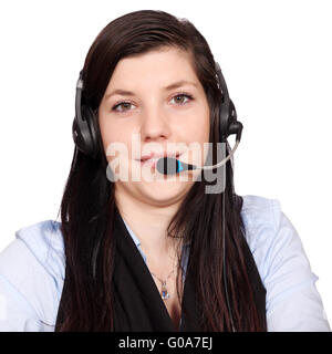 Jeune femme avec casque Banque D'Images