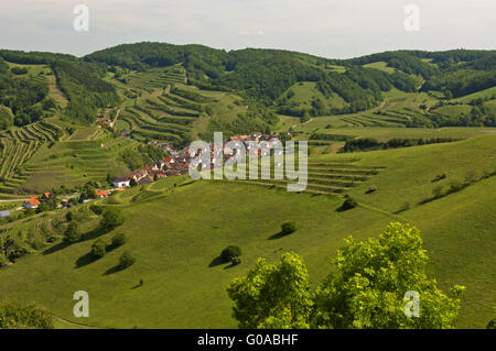 Vue depuis la montagne de Badberg,Kaiserstuhl Banque D'Images