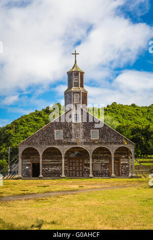 L'église de Quinchao sur l'île de Quinchao, au Chili, en Amérique du Sud. Banque D'Images