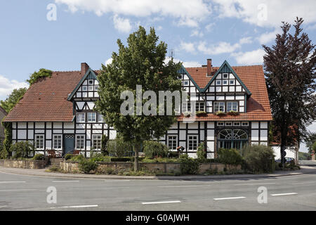 Schledehausen, maison à colombages dans le Nord de l'Allemagne Banque D'Images