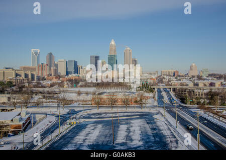 Paysages d'hiver rare autour de Charlotte, en Caroline du Nord Banque D'Images