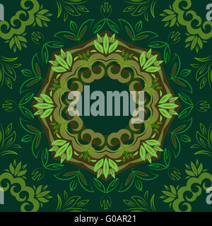 Abstract green floral background avec motif vecteur ronde Banque D'Images