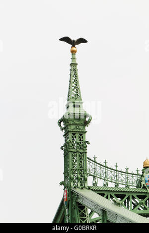 Vieux pont soudé avec de couleur vert - pont Szechenyi Banque D'Images