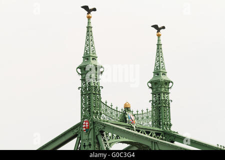 Vieux pont soudé avec de couleur vert - pont Szechenyi Banque D'Images