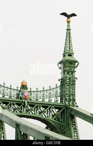 Vieux pont soudé avec de couleur vert - pont Szechenyi Banque D'Images