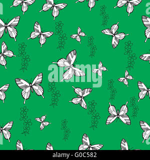 Avec motif papillons et fleurs pas sans soucis. Banque D'Images