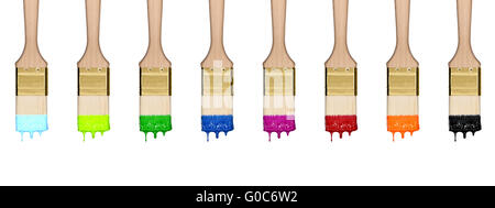 Jeu de chute de couleur pinceaux dans une rangée Banque D'Images
