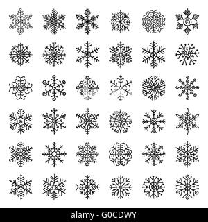 Flocons de neige hiver Doodles Banque D'Images