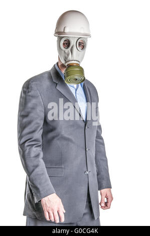 Homme au masque de gaz Banque D'Images