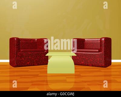 Deux fauteuils mis en place pour l'entrevue Chat Show Banque D'Images