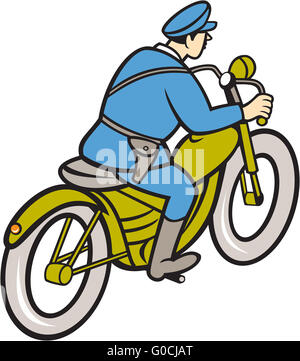 Policier de la patrouille routière Équitation Moto Cartoon Banque D'Images