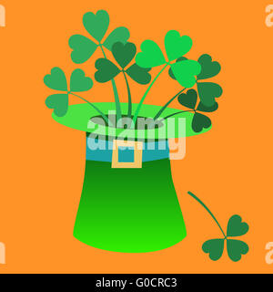 Leprechaun chapeau avec un intérieur Shamrock Patrick day Banque D'Images