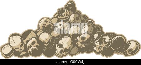 Un vecteur illustration de tas de crânes brisés et fissuré. Fait un grand "noyau dur". Illustration de Vecteur