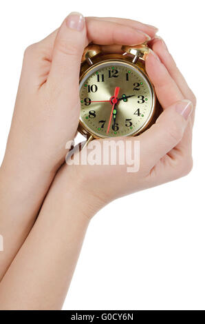 Réveil isolé sur fond blanc Banque D'Images