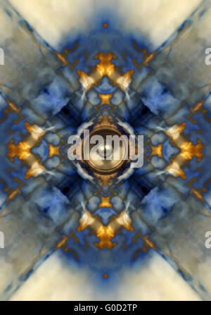 Le président de la musique sur un fond jaune et bleu Banque D'Images